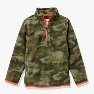New Amazon Essentials Boys Polar Fleece  Quarter Zip Green Camouflage Medium